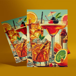 Vintage-Cocktail-Illustration Postkarte