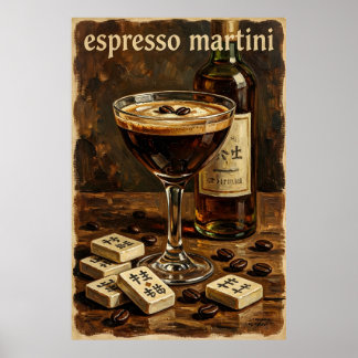 Vintage-Cocktail-Mahjong-Retro Poster