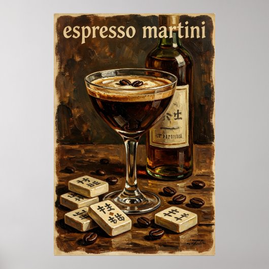 Vintage-Cocktail-Mahjong-Retro Poster (Vorne)