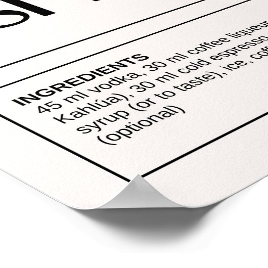 Vintage Cocktails: Espresso Martini Poster (Ecke)