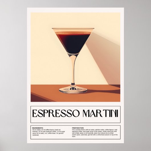 Vintage Cocktails: Espresso Martini Poster (Vorne)