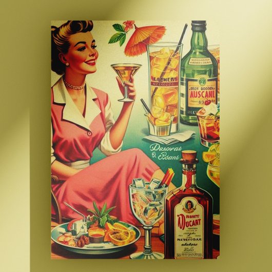 Vintage Cocktails für Frauen Illustration Postkarte