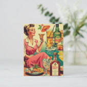 Vintage Cocktails für Frauen Illustration Postkarte (Stehend Vorderseite)