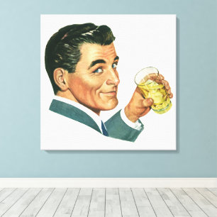Vintage-Cocktails Getränke, Mann trinkt Getränke Leinwanddruck