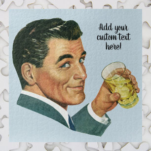 Vintage-Cocktails Getränke, Mann trinkt Getränke Puzzle