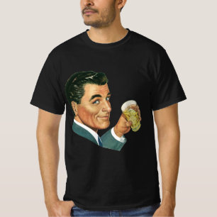 Vintage-Cocktails Getränke, Mann trinkt Getränke T-Shirt