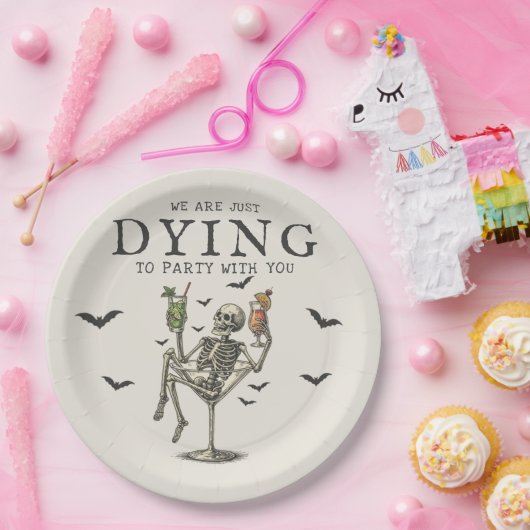 Vintage Cocktails Skelettfunk Halloween-Party Pappteller (Party)