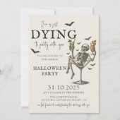 Vintage Cocktails und Costume Halloween-Party Inv Einladung (Vorderseite)