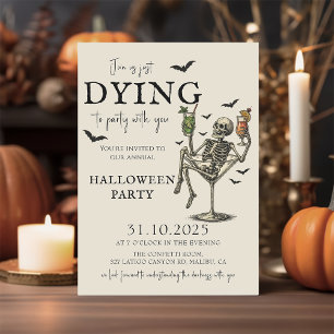 Vintage Cocktails und Costume Halloween-Party Inv Einladung