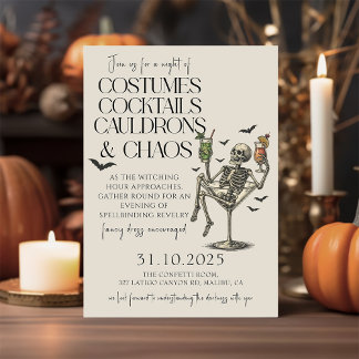 Vintage Cocktails und Halloween-Party aus Kostüm Einladung