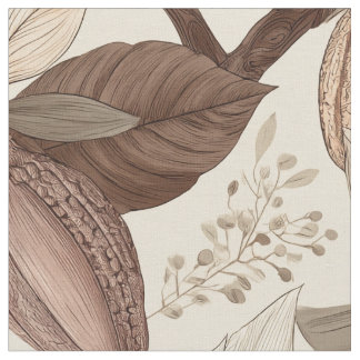 Vintage Cocoa Pods and Leaves Botanical Art Stoff
