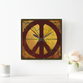 Vintage Codex-Friedensschild-Uhr Quadratische Wanduhr (Zuhause)