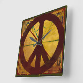 Vintage Codex-Friedensschild-Uhr Quadratische Wanduhr (Winkel)