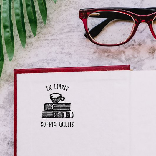 Vintage Coffe Custom Book Ex Libris Library Permastempel