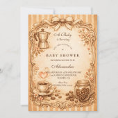 Vintage Coffee Baby Shower Einladung (Vorderseite)