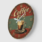 Vintage Coffee Bar Große Wanduhr (Winkel)