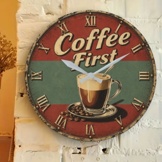 Vintage Coffee Bar Große Wanduhr