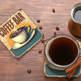 Vintage Coffee Bar Retro-Schild  Rechteckiger Pappuntersetzer