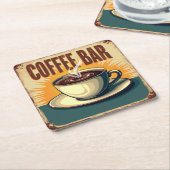 Vintage Coffee Bar Retro Sign Rechteckiger Pappuntersetzer (angewinkelt)