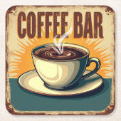 Vintage Coffee Bar Retro Sign Rechteckiger Pappuntersetzer (Vorderseite)