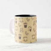 Vintage Coffee Bean Drink Cup Coffein Muster Tasse (Vorderseite Links)