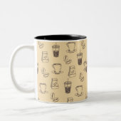 Vintage Coffee Bean Drink Cup Coffein Muster Tasse (Links)