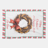 Vintage Coffee Beans & Biscuits wreath Geschirrtuch (Horizontal)