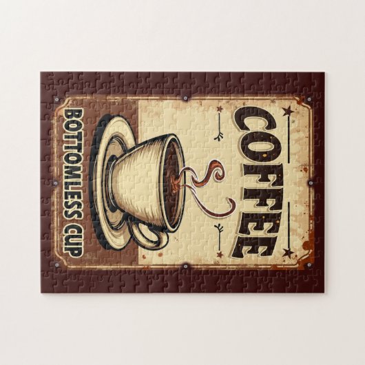 Vintage Coffee Bottomless Cup Sign  Puzzle (Horizontal)