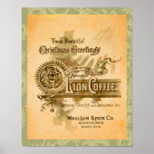 Vintage Coffee Christmas Label Print Poster (Vorne)