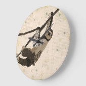 Vintage Coffee & Cream Sloth Clock Große Wanduhr (Winkel)