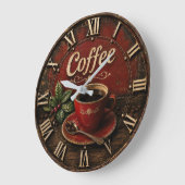 Vintage Coffee Cup Große Wanduhr (Winkel)
