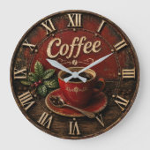 Vintage Coffee Cup Große Wanduhr (Vorderseite)