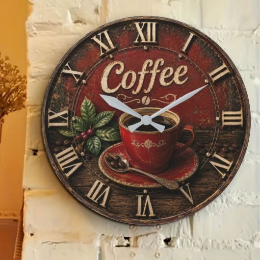 Vintage Coffee Cup Große Wanduhr