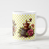 Vintage Coffee Grinders Yellow Polka Dots Jumbo-Tasse (Rechts)