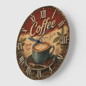 Vintage Coffee Große Wanduhr (Winkel)