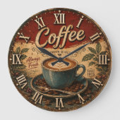 Vintage Coffee Große Wanduhr (Vorderseite)
