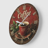 Vintage Coffee Große Wanduhr (Winkel)