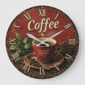 Vintage Coffee Große Wanduhr (Vorderseite)