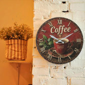 Vintage Coffee Große Wanduhr