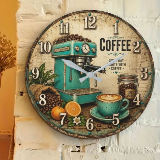 Vintage Coffee Große Wanduhr