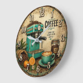 Vintage Coffee Große Wanduhr (Winkel)