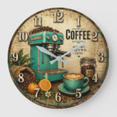 Vintage Coffee Große Wanduhr (Vorderseite)