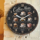Vintage Coffee Menu Große Wanduhr