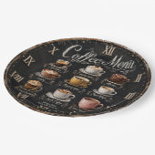 Vintage Coffee Menu Pappteller (Schrägansicht)