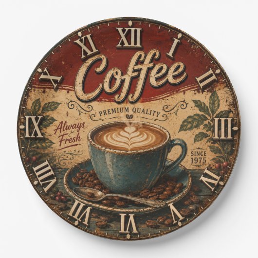 Vintage Coffee Pappteller (Vorderseite)