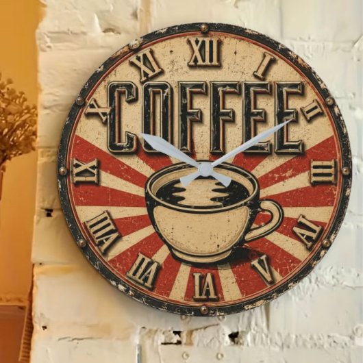 Vintage Coffee Retro Große Wanduhr