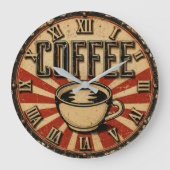 Vintage Coffee Retro Große Wanduhr (Vorderseite)