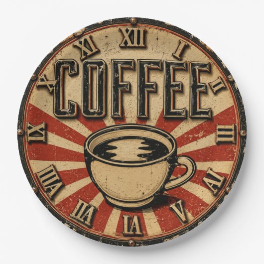 Vintage Coffee Retro Pappteller (Vorderseite)