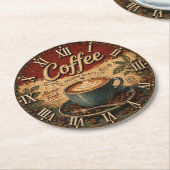 Vintage Coffee Runder Pappuntersetzer (Angewinkelt)