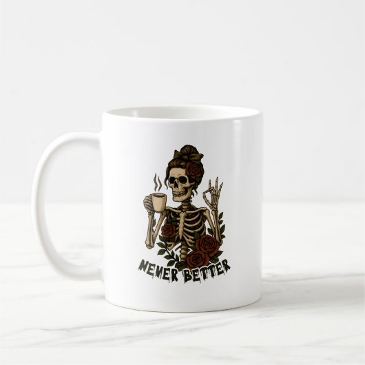 Vintage Coffee Skeleton Rose Art Kaffeetasse (Links)